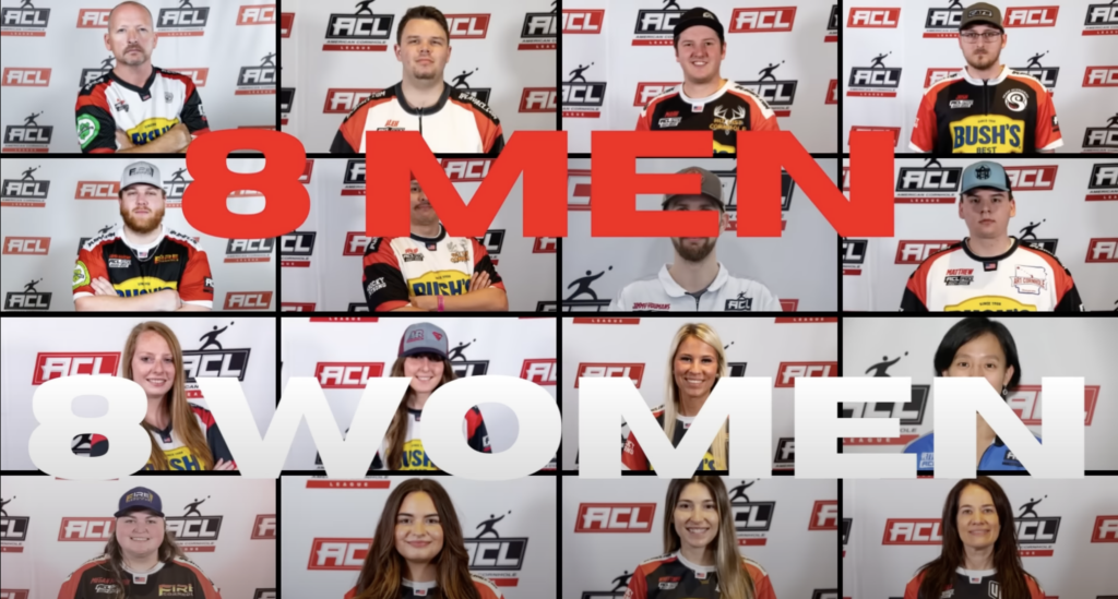 8 men and 8 women cornhole players