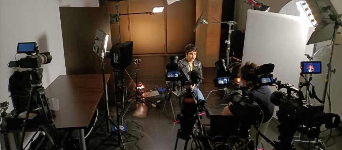 professional production setup with camera and lights