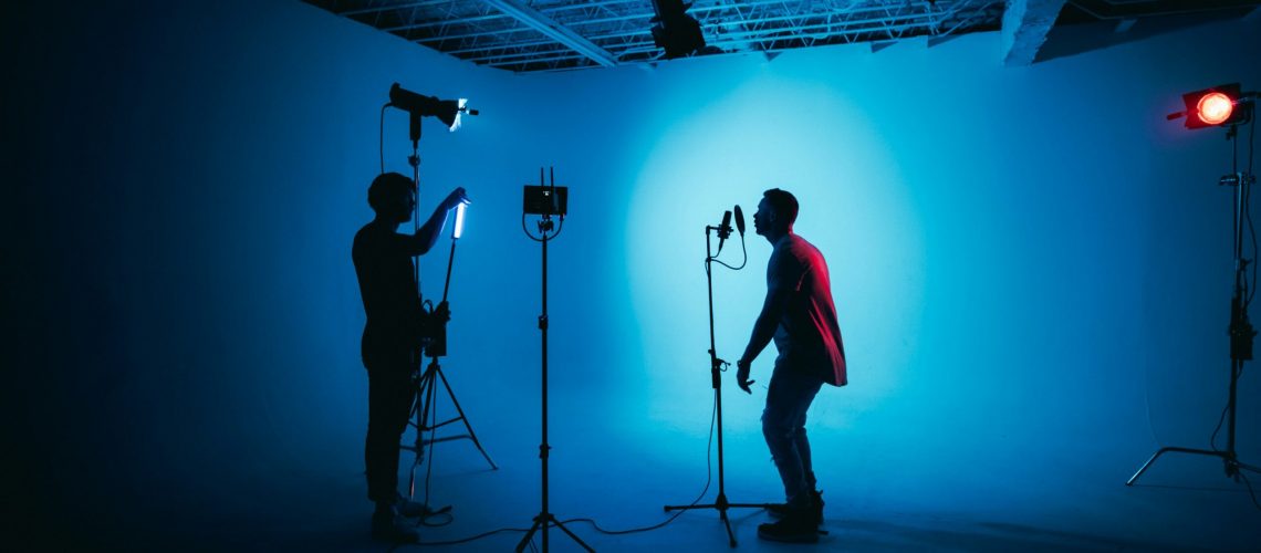 A video production involving human recording and dubbing
