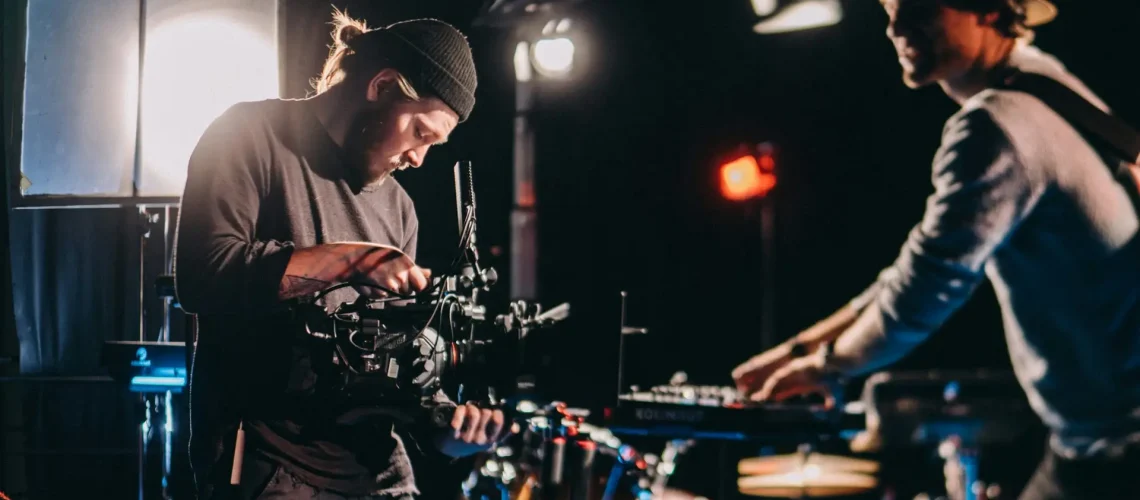 Local video production crew working together