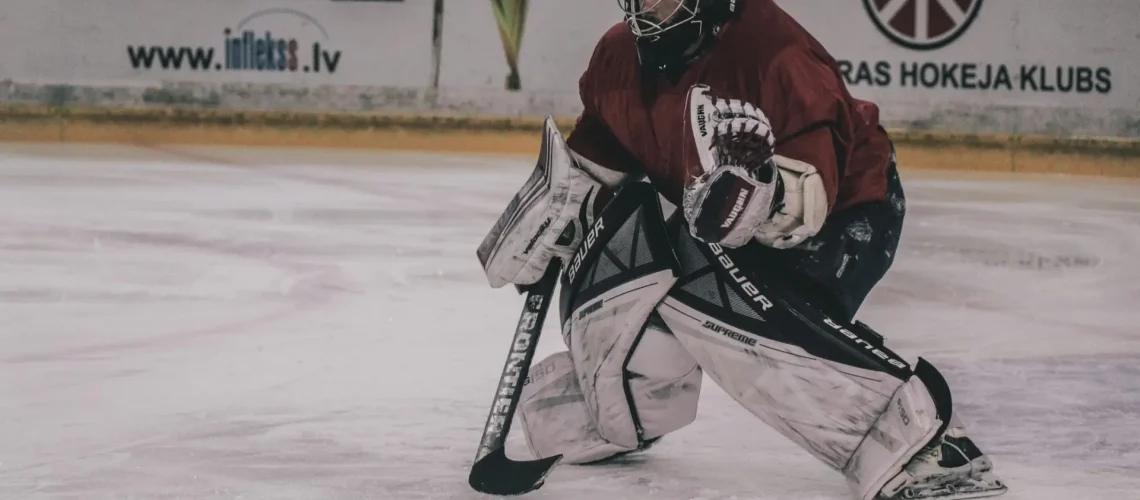 A professional NHL player during a game