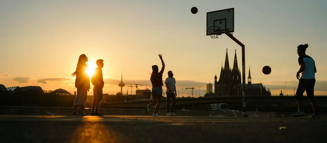 Group of girls playing basketball