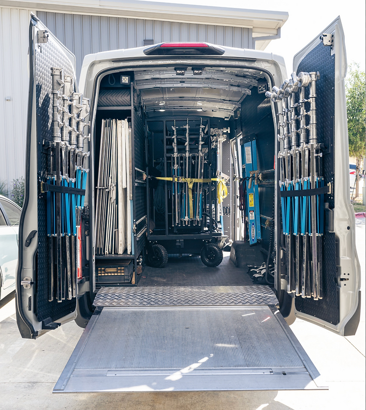 professional grip truck full of grip gear