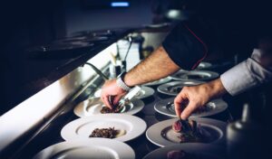 Creative shot of a plating technique for a restaurant video promotion