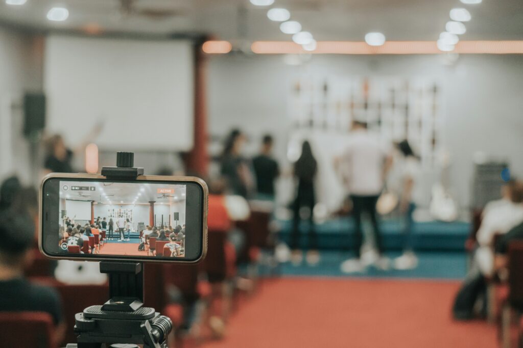 Livestream event being recorded using a mobile phone