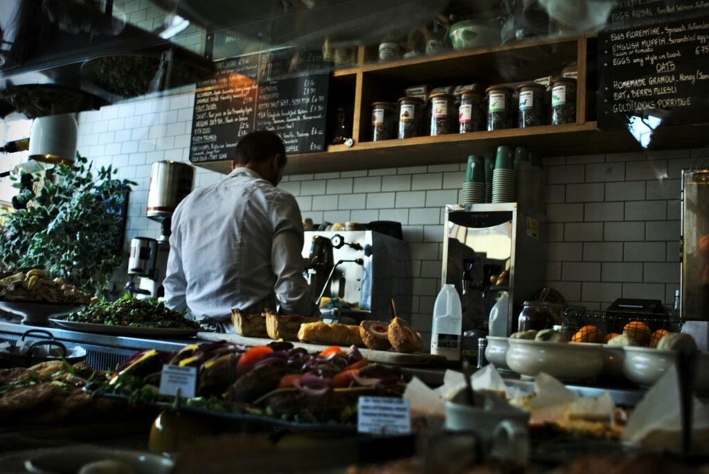 A restaurant staff preparing the aesthetics for the video production