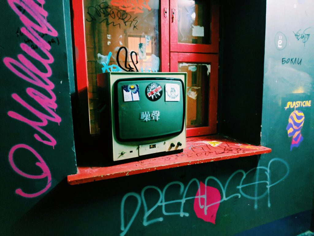 Old TV used as a vintage prop in a local setting