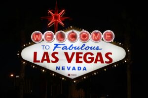 Lighted banner of Las Vegas sign