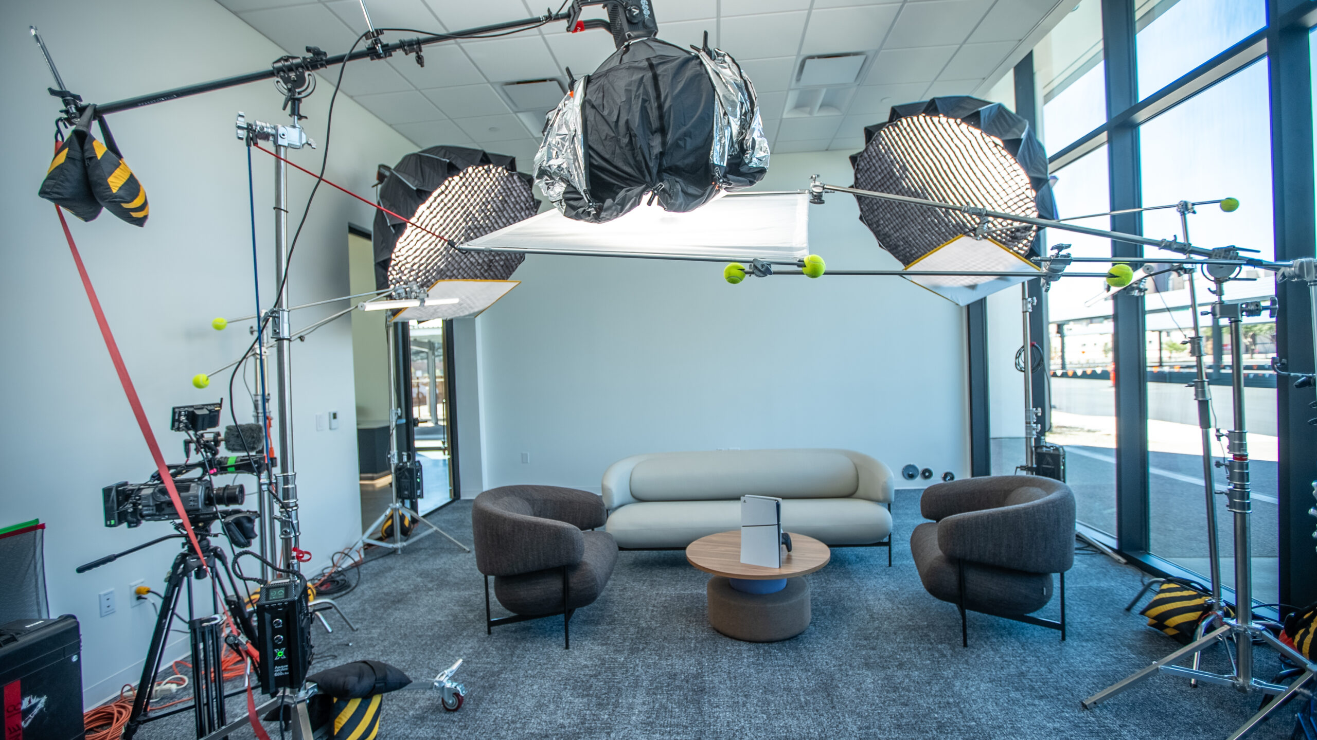 interview lighting video production setup