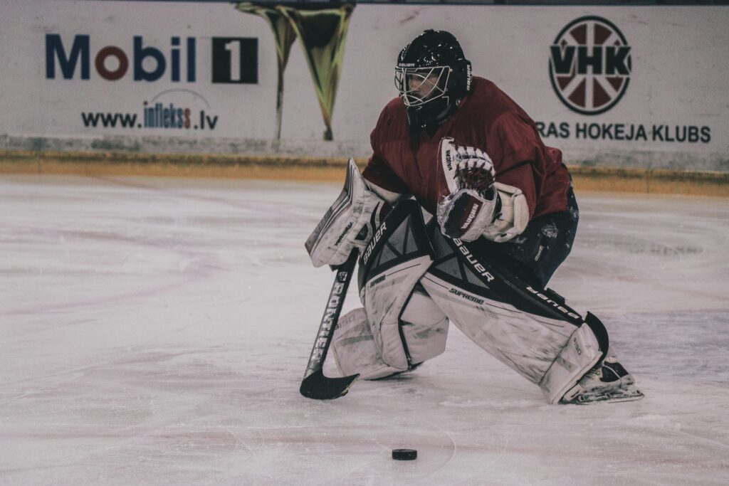 A professional NHL player during a game