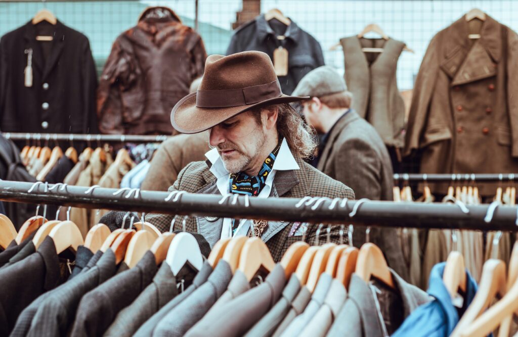 A man as an actor scanning clothes for a shoppable video