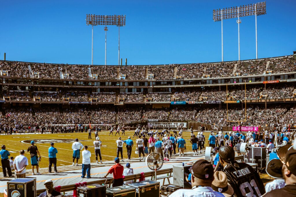 A big crowd watching the NFL game