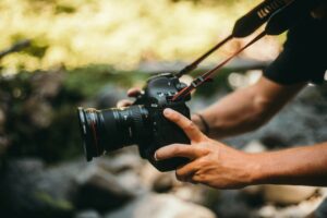 A camera crew capturing a shot for a shoppable video