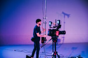 A video production crew still working manually despite the rise of AI