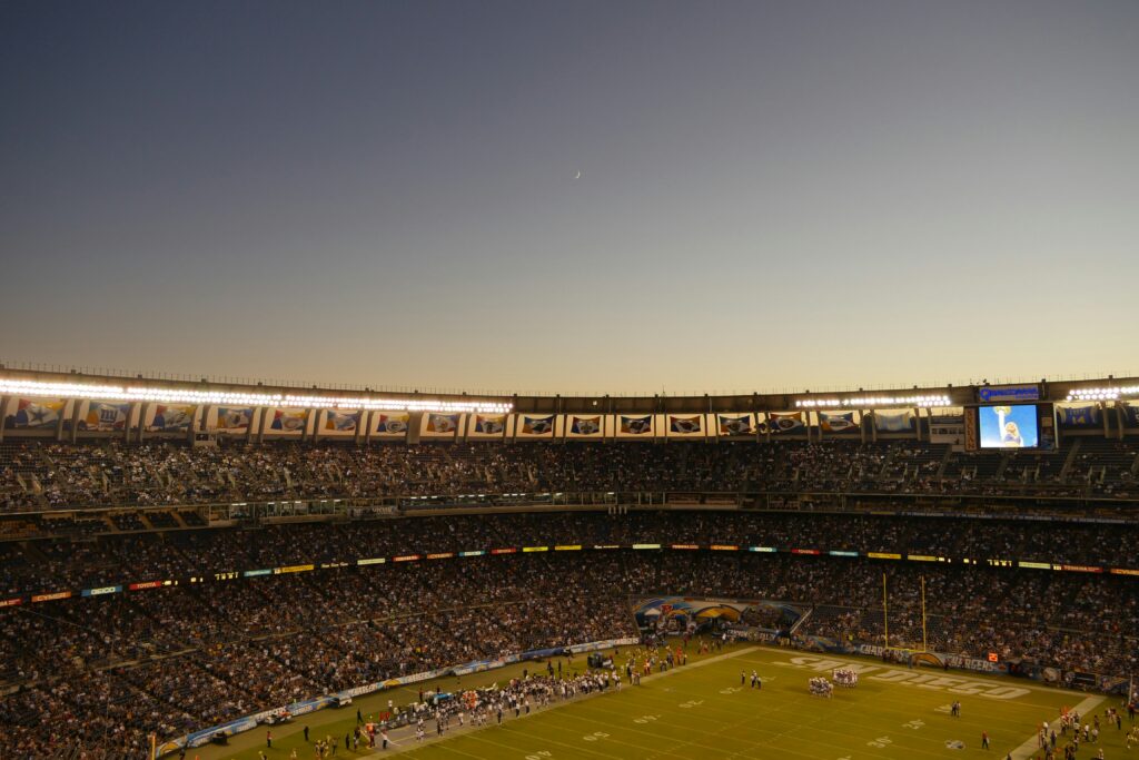 The view of NFL stadium with thousands of fans