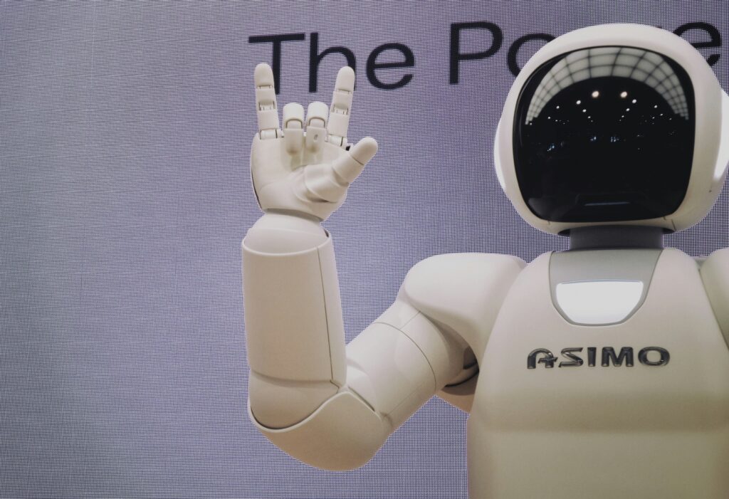 Robot doing a rockstar sign like a human