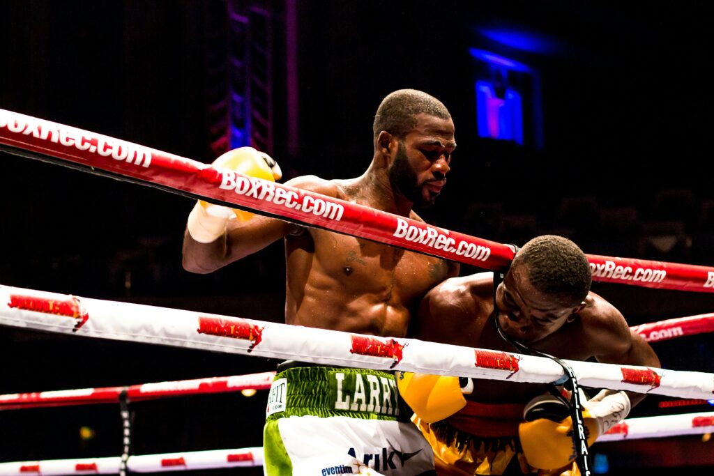 Boxing live in action in a ring