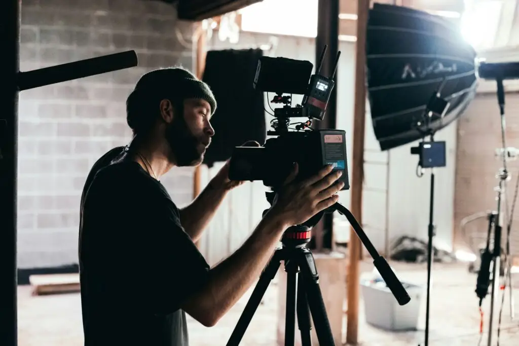 A local videographer checking the videos