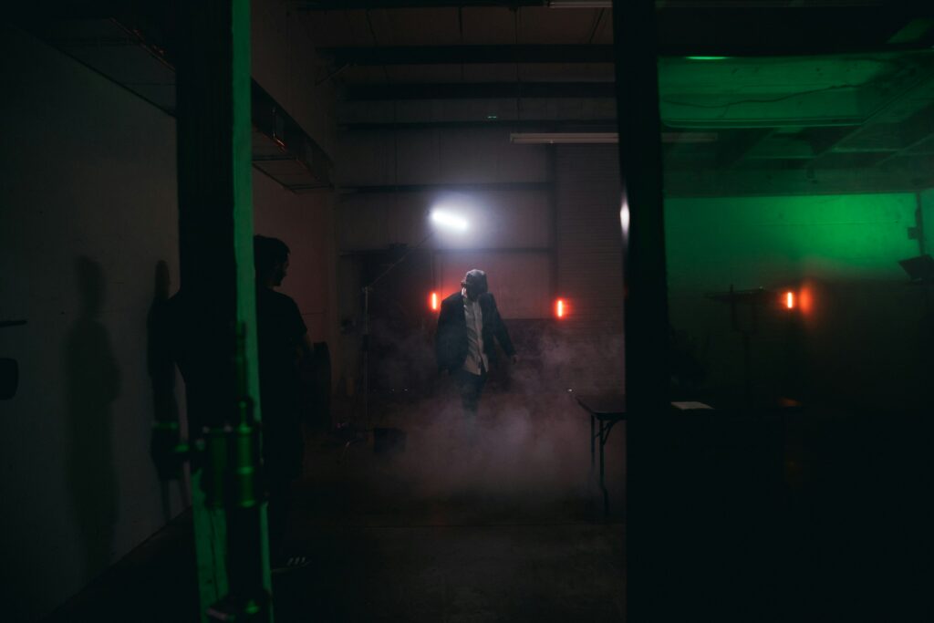 A commercial shoot with the use of fog machine