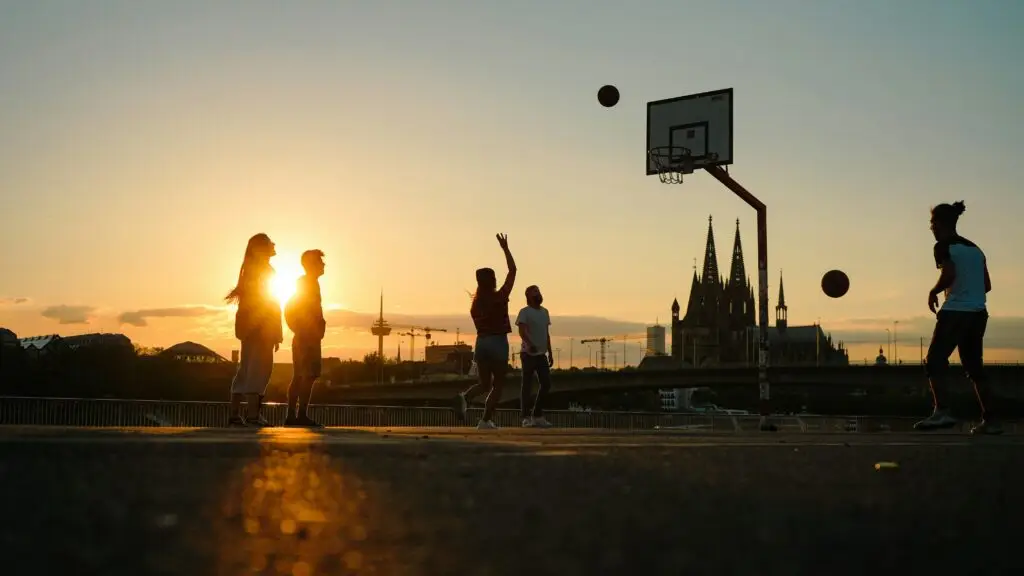 Group of girls playing basketball