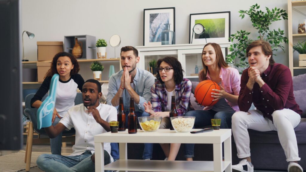 Family watching a WNBA game