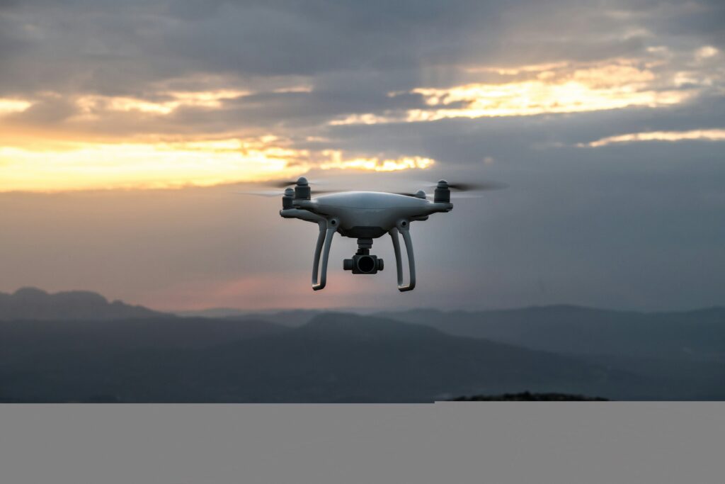 A drone above the mountains and seas