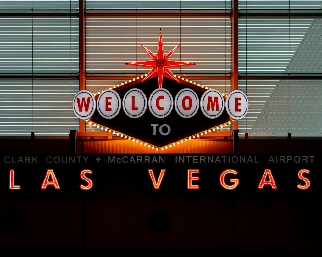 Las Vegas signage with lights