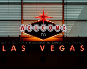 Las Vegas signage with lights