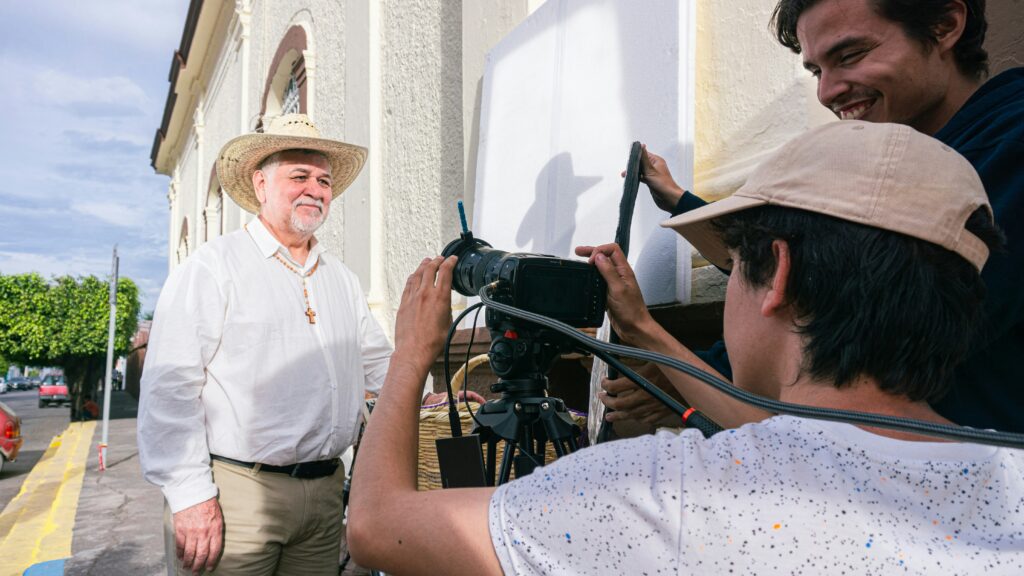 An old man as a subject for a video testimonial